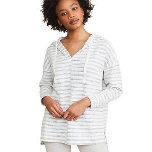 Lou & Grey for Loft Striped V Neck Boucle Hoodie